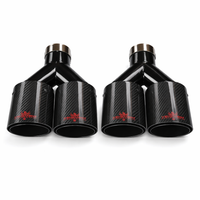 TIPS DUBLU ORNAMENT TOBA - EVACUARE DIN CARBON SI INOX NEGRU LOGO ROSU 2x114MM, INTRARE 76MM, LUCIOS