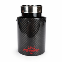 TIPS ORNAMENT TOBA - EVACUARE DIN CARBON SI INOX NEGRU LOGO ROSU 101MM, INTRARE 76MM, LUCIOS