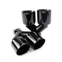 TIPS DUBLU ORNAMENT TOBĂ - EVACUARE DIN INOX NEGRU 2x89MM, INTRARE 63MM, LUCIOS