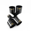 TIPS DUBLU ORNAMENT TOBĂ - EVACUARE DIN CARBON SI INOX NEGRU 2x76MM, INTRARE 63MM, LUCIOS