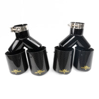 TIPS DUBLU ORNAMENT TOBA - EVACUARE DIN CARBON SI INOX NEGRU 2x89MM, INTRARE 63MM, LUCIOS