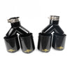 TIPS DUBLU ORNAMENT TOBĂ - EVACUARE DIN CARBON SI INOX NEGRU 2x76MM, INTRARE 63MM, LUCIOS