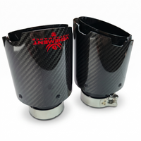 TIPS ORNAMENT EDITIE LIMITATA TOBA - EVACUARE DIN CARBON SI INOX NEGRU LOGO ROSU 89MM, INTRARE 63MM, LUCIOS