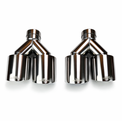 TIPS DUBLU ORNAMENT TOBĂ - EVACUARE DIN INOX CHROME 2x76MM, INTRARE 63MM, LUCIOS