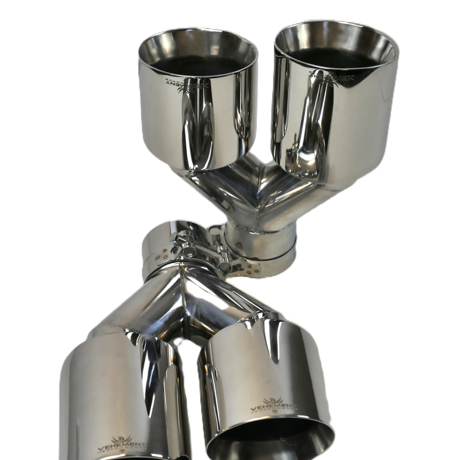 TIPS DUBLU ORNAMENT TOBĂ - EVACUARE DIN INOX CHROME 2x76MM, INTRARE 63MM, LUCIOS